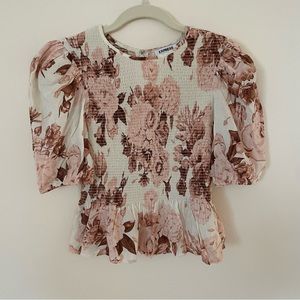 Express Rose smocked short sleeve peplum blouse small